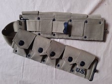 Ceinturon cartouchière US Garand toile OD3 soldat américain Gi's Normandie 1944