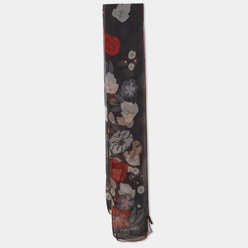 Foulard soie chanel noir - foulard, en