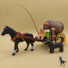 Playmobil chariot avec tonneau de bière-tonne de vin-chariot médiéval-paysan