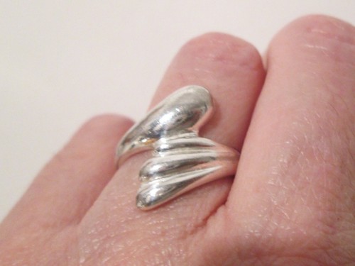 Bague argent massif - en, "aile"