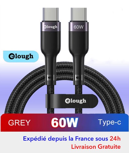 Câble 60w usb type c - type, c-c