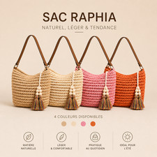 Sac Bandoulière Raphia Femme