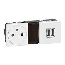 Legrand - Prise de courant Surface + double chargeur USB Type-A Mosaic précâb...