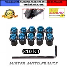 x10 Vis Fixation Bulle Moto Carénage Ecrou ✅Yamaha Kawasaki Suzuki Honda Bleu ++