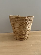 Ancien Panier Petite Corbeille Cache-Pot en Raphia Tressé Tradition Campagne