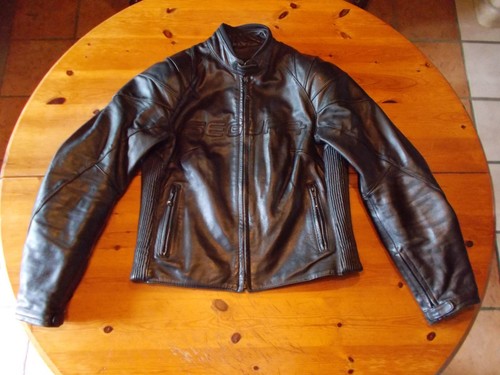 Blouson moto cuir noir - en,