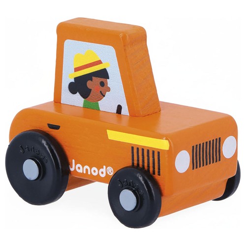 Janod tracteur bois orange - tracteur, en