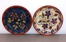 LOT 2 PETITS PLATS CREUX  DECORES & EMAILLE POTERIE ARTISANALE DU PORTUGAL SIGNé