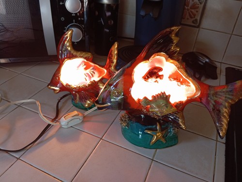 Deux lampes poissons vallauris - poissons,