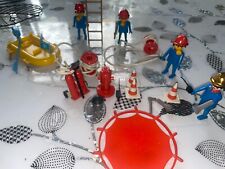 PLAYMOBIL 3491  pompiers échelle tuyaux enrouleur bateau vintage city