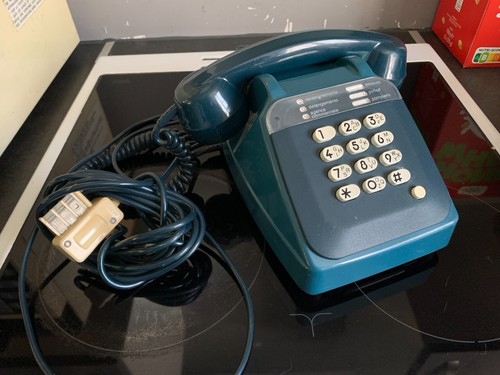 Téléphone ancien fixe bleu - ancien,
