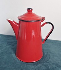 Cafetière émaillée Rouge et noire ancienne