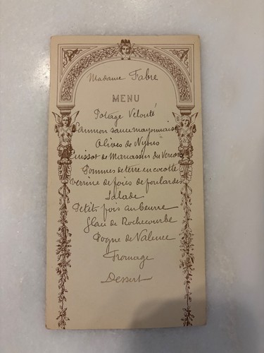 Ancien menu restaurant sans