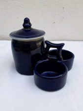 Saleron Salière Moutardier Service à Condiment en Saint Uze Bleu de Four