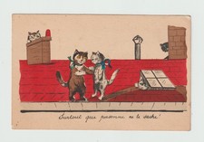 illustrateur styles Bouret . Chats humanisés .  CPA 529