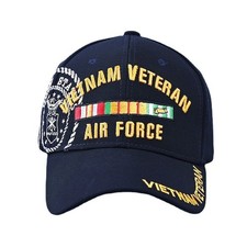 CASQUETTE VIETNAM VETERAN AIR FORCE US ARMY BRODÉE BLEUE MILITAIRE RÉGLABLE