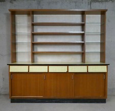 ancien meuble de métier bois et formica jaune vintage