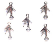 LOT 5 CHARMS/BRELOQUES  plaqué argent décapsuleur 21*12mm (01)