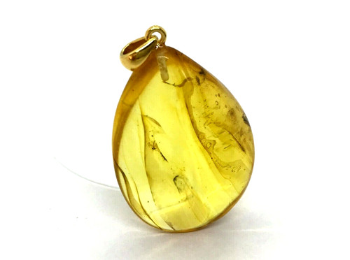 Pendentif ambre avec insectes - ambre,