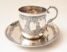 tasse et sous-tasse ARGENT en massif Minerve  silver cup 80 gr