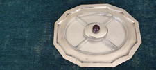 ANCIEN PLATEAU SERVITEUR APERITIF ART DECO METAL ARGENTE ET VERRE