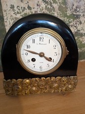 Pendule horloge bois et bronze epoque art deco