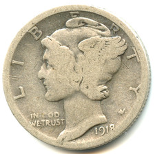 USA one dime argent Mercury
