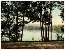 New York, Adirondack Mountains, Mirror Lake, A Glimpse Vintage photochrom print 
