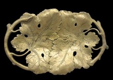 PLATEAU BRONZE FEUILLES DE