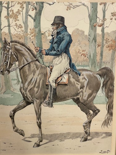 Grande estampe aquarellée