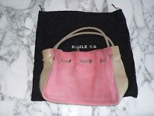 Sac à main Paule Ka, daim rose et cuir beige, corde, BE