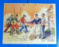 CARTON PUBLICITAIRE JIM SEVELLEC LES MARINS VIN DE SAUMUR VEUVE AMIOT