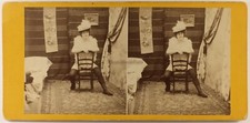 FRANCE Femme érotique Maison close c1880 Photo Stereo Vintage Albumine