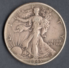 USA HALF DOLLAR WALKING LIBERTY EN ARGENT DES ETATS UNIS DE 1943 @ SILVER COINS
