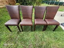 Chaises de salle à manger, bois et rotin tressé, robuste