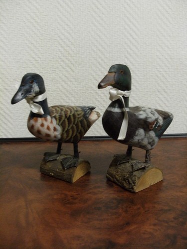 Couple canards bois - bois, peint