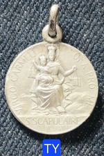 Belle Méd. Argentée 18 mm - Virgo Carmeli Ora Pro Me St. Scapulaire Par Tairac