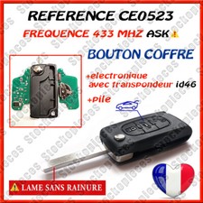 CLE VIERGE ELECTRONIQUE ID46 CE0523 ASK BOUTON COFFRE COMPATIBLE PEUGEOT CITROEN