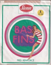 Bas nylon Stemm FINS 3 coloris. Taille 1 (35/36). French vintage stockings.