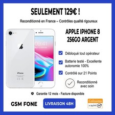 APPLE iPhone 8 256 Go Argent - Parfait état - Batterie 100% - Garantie 12 mois