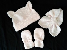 bonnet chat écharpe feuille moufles bébé fait main neuf