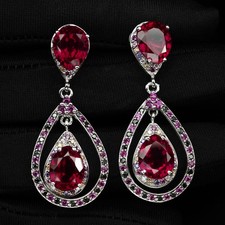 Opulentes boucles d'oreilles faites main en argent sterling 925 tourmaline...
