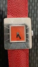 belle et rare Montre mécanique Lanvin carré orange chromé