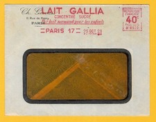 40 c POSTES EMA Havas B 0322 Enveloppe Vide LAIT GALLIA PARIS 17 25 oct 29
