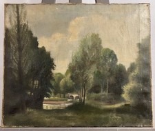 Ancienne huile sur toile avec