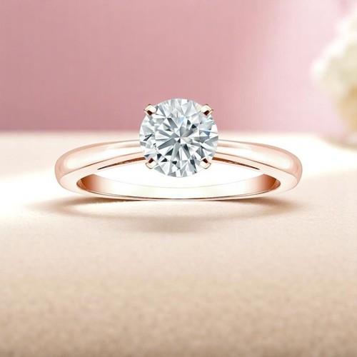 Bague solitaire diamant - , rond