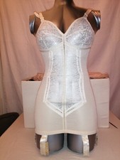 Combiné Gaine Corset Cordé de Parie Blanc T 35 B 1133 Vintage 1958 USA