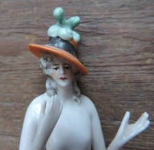 DEMI FIGURINE ELEGANTE PORCELAINE HALF DOLL 1920/30