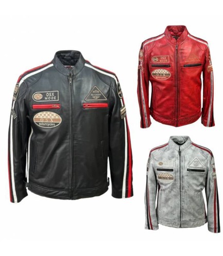 Veste cuir nappa patch - de,