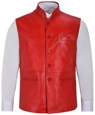 Gilet En Cuir D'Agneau Rouge